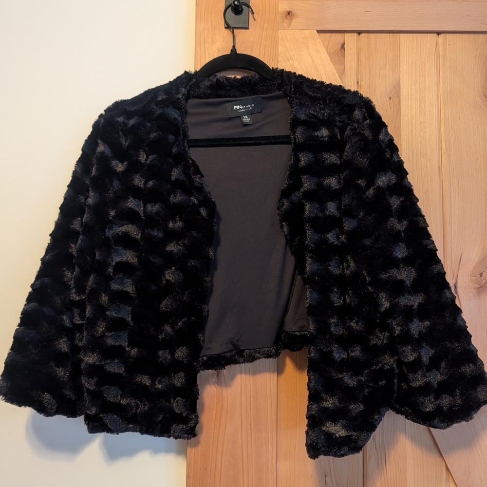 Studio Black Faux Fur Coat